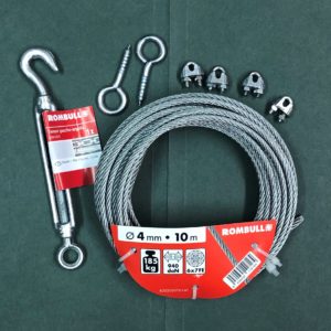 4mm x 10m steel wire and tensioner kit
