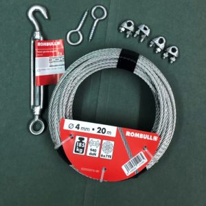 4mm x 20m steel wire and tensioner kit